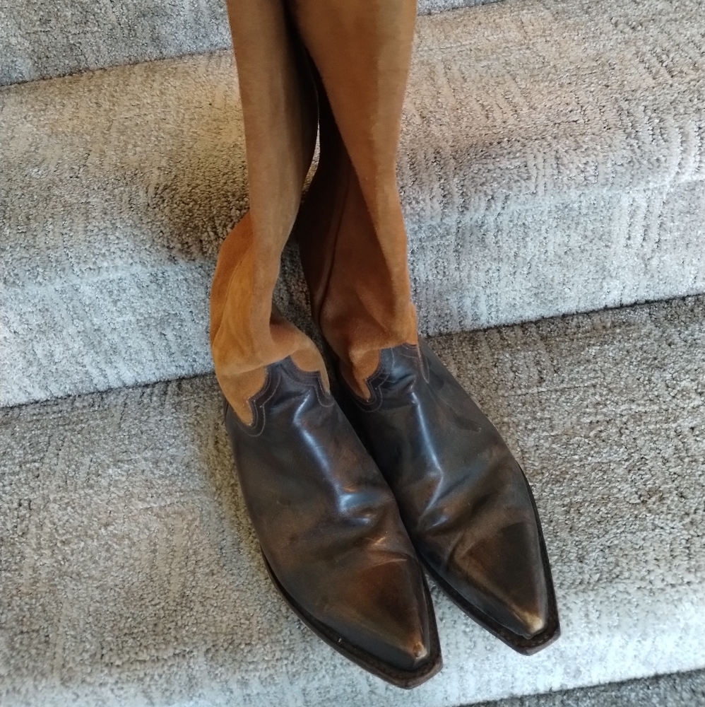Frye Suede Cowboy Boots